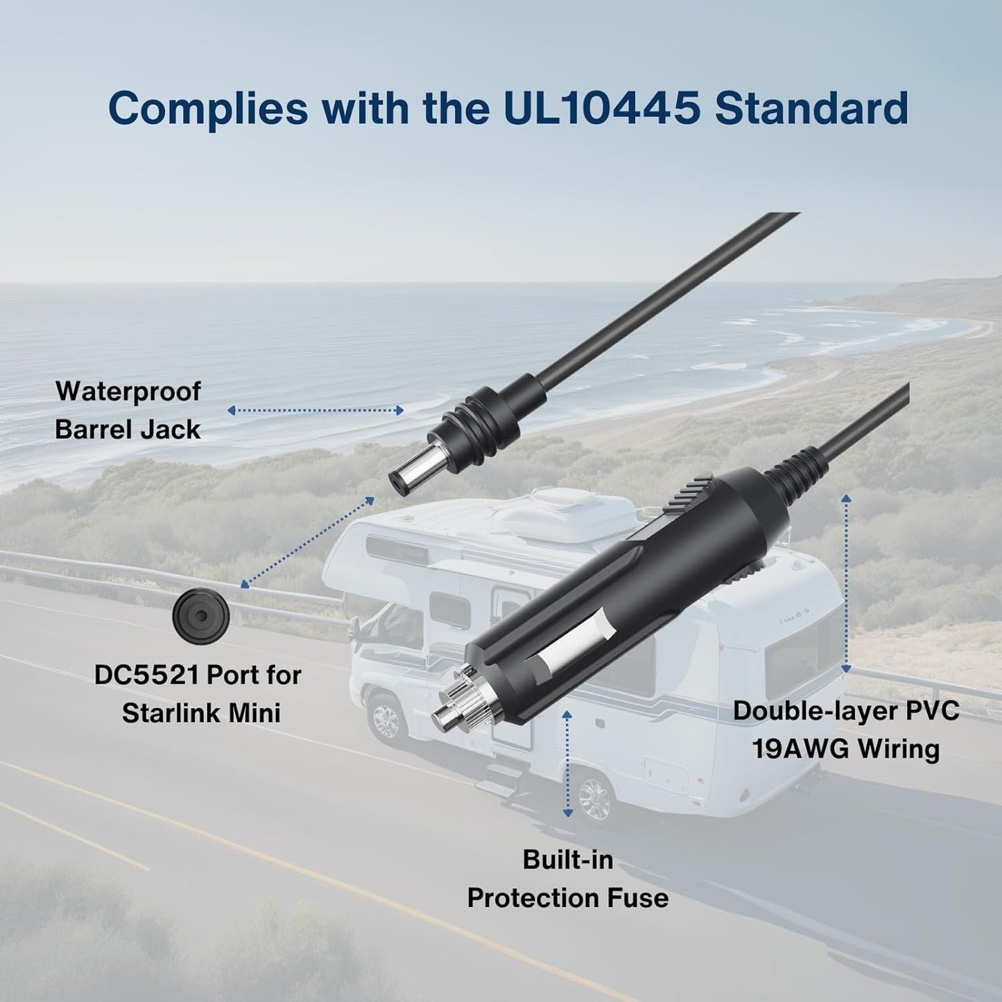 DC to Car Charger Power Cable for Starlink Mini