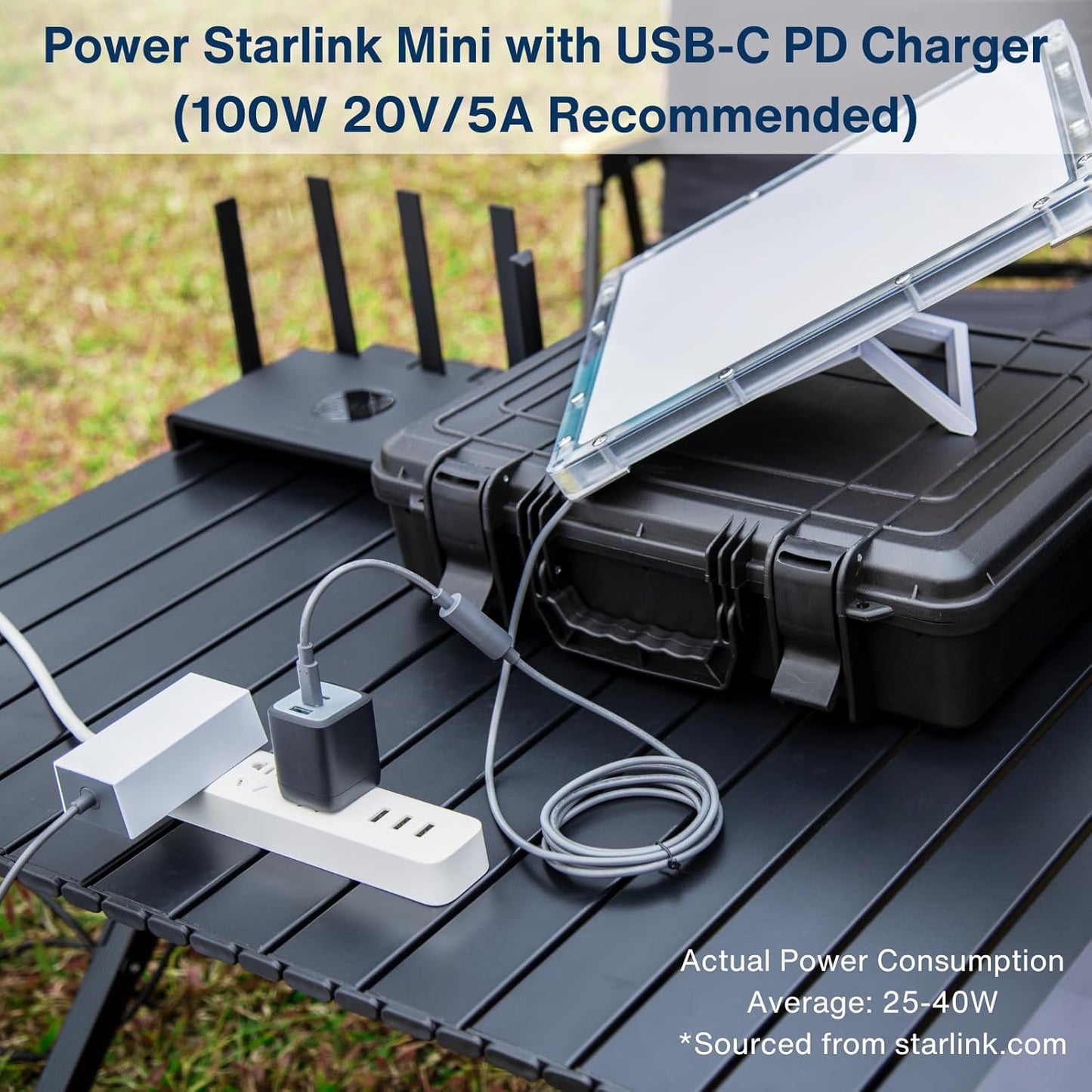 DC Female to USB-C Male Waterproof Power Adapter Cable for Starlink Mini