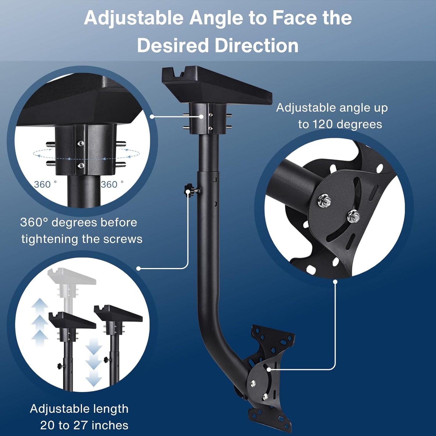 Adjustable Mounting Kit with Aluminums Pipe Adapter Pole Mount for Starlink Standard/Gen 3