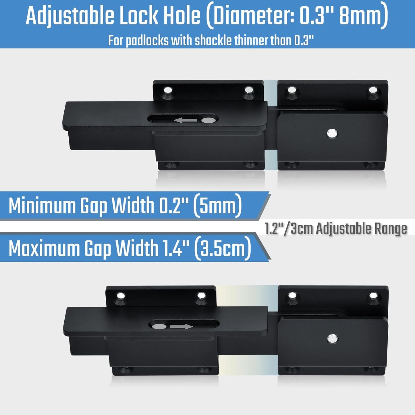 3.5mm Flip Gate Latch Lock with Padlock Hole