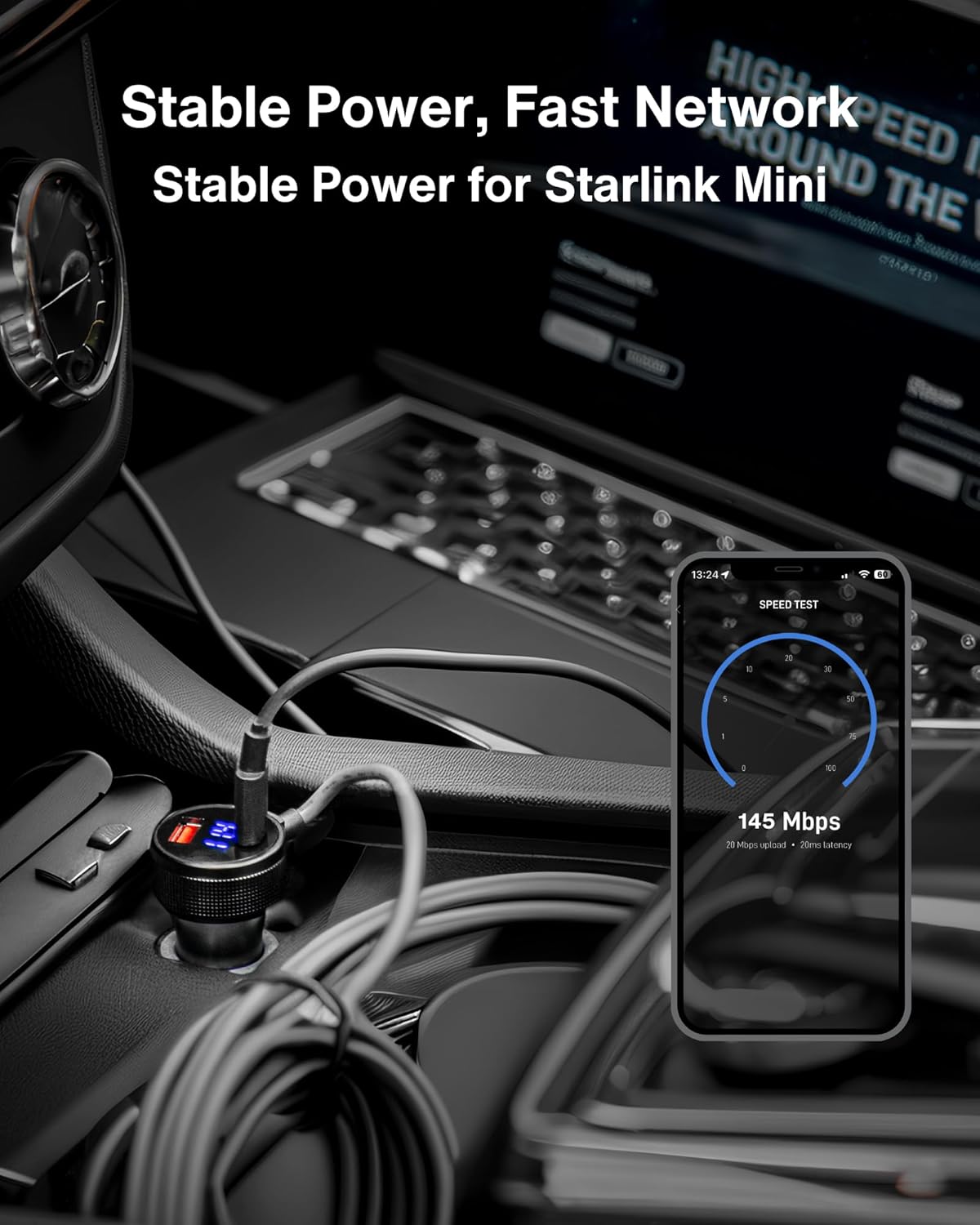 Car Charger Cable for Starlink Mini with Display
