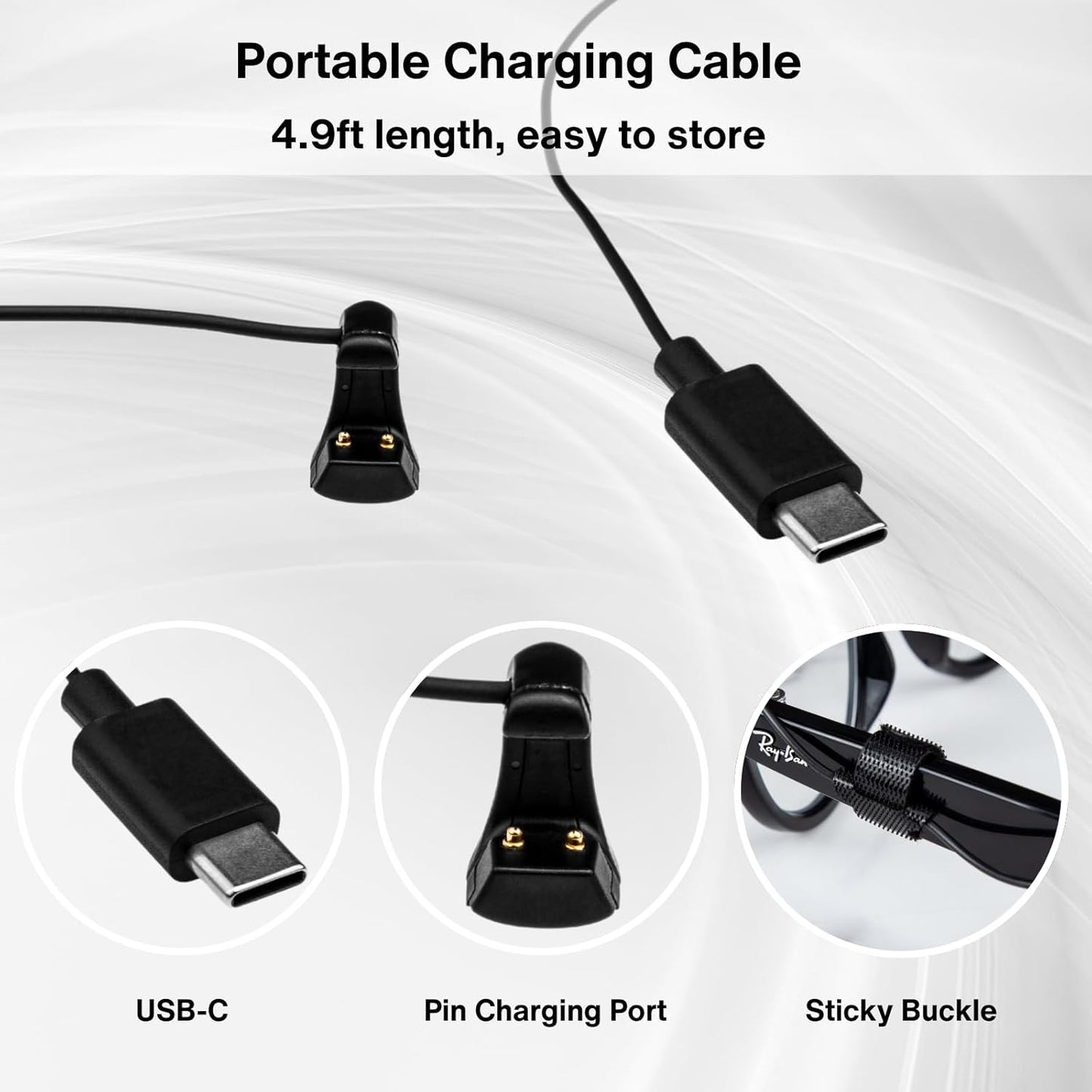 USB C Charging Cable for Meta Glasses with USB-C Charger