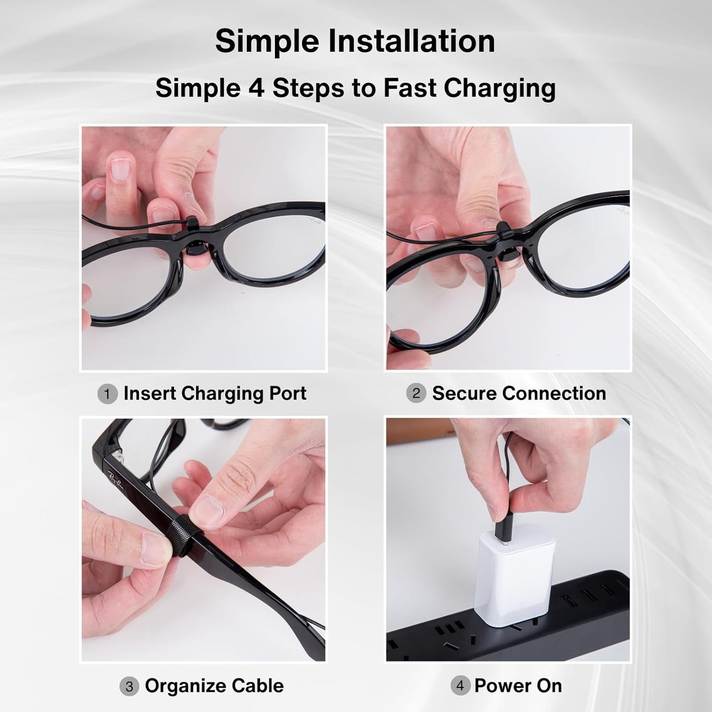 USB C Charging Cable for Meta Glasses with USB-C Charger