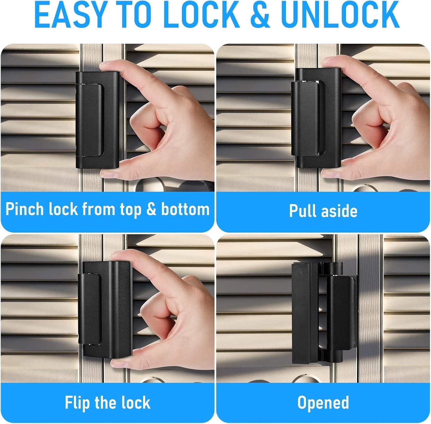 Home Security Door Reinforcement Lock, Black