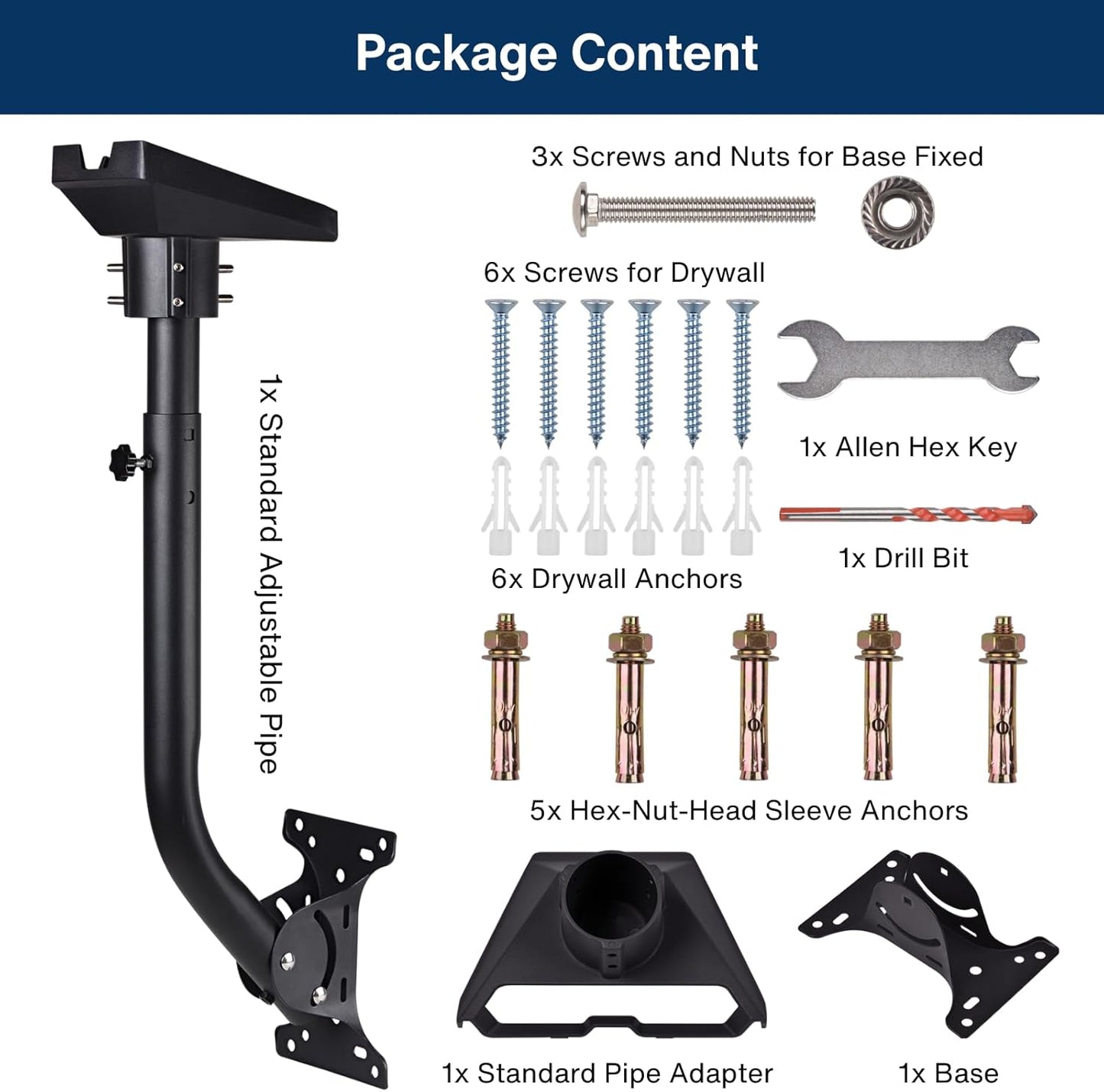 Adjustable Mounting Kit with Aluminums Pipe Adapter Pole Mount for Starlink Standard/Gen 3