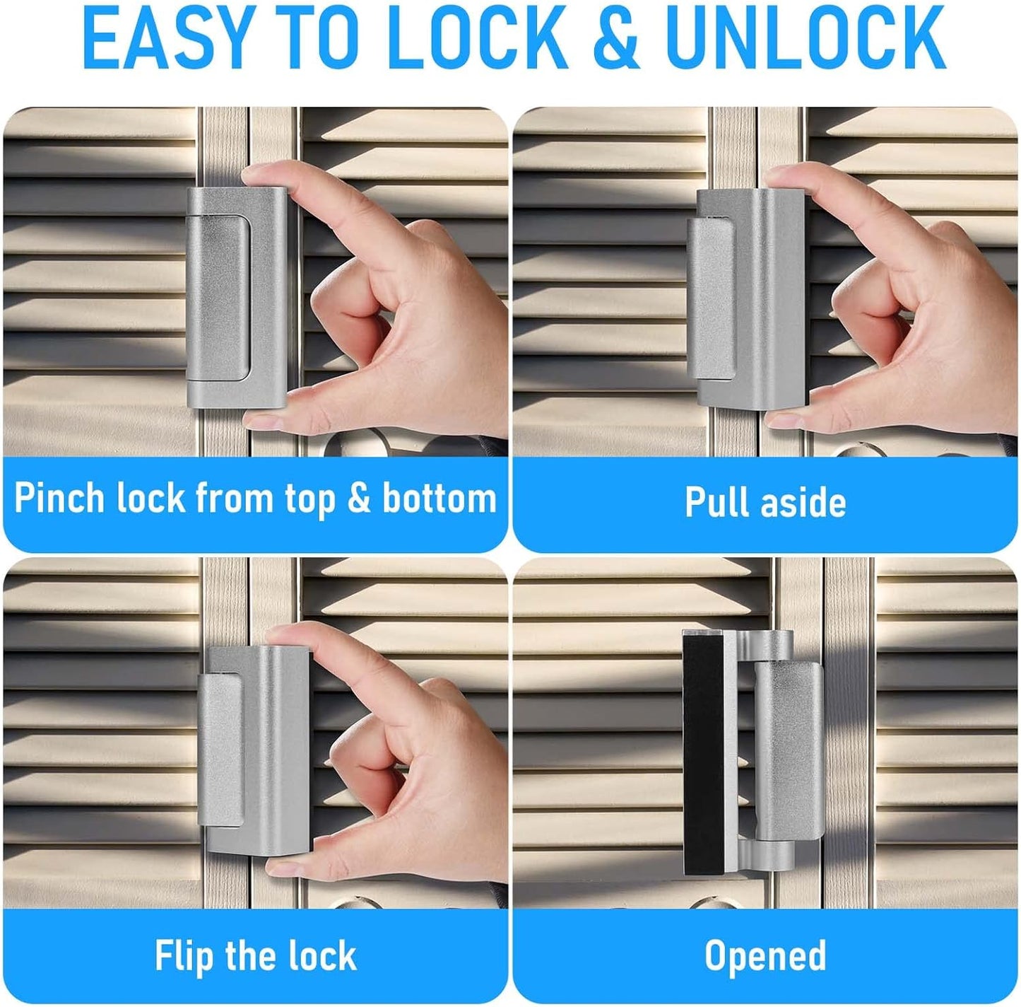 Home Security Door Reinforcement Lock, Silver