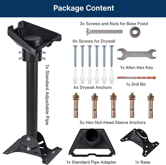 Adjustable Mounting Kit with Aluminum Pipe Adapter Pole Mount for Starlink Standard/Gen 3, Stainless Steel