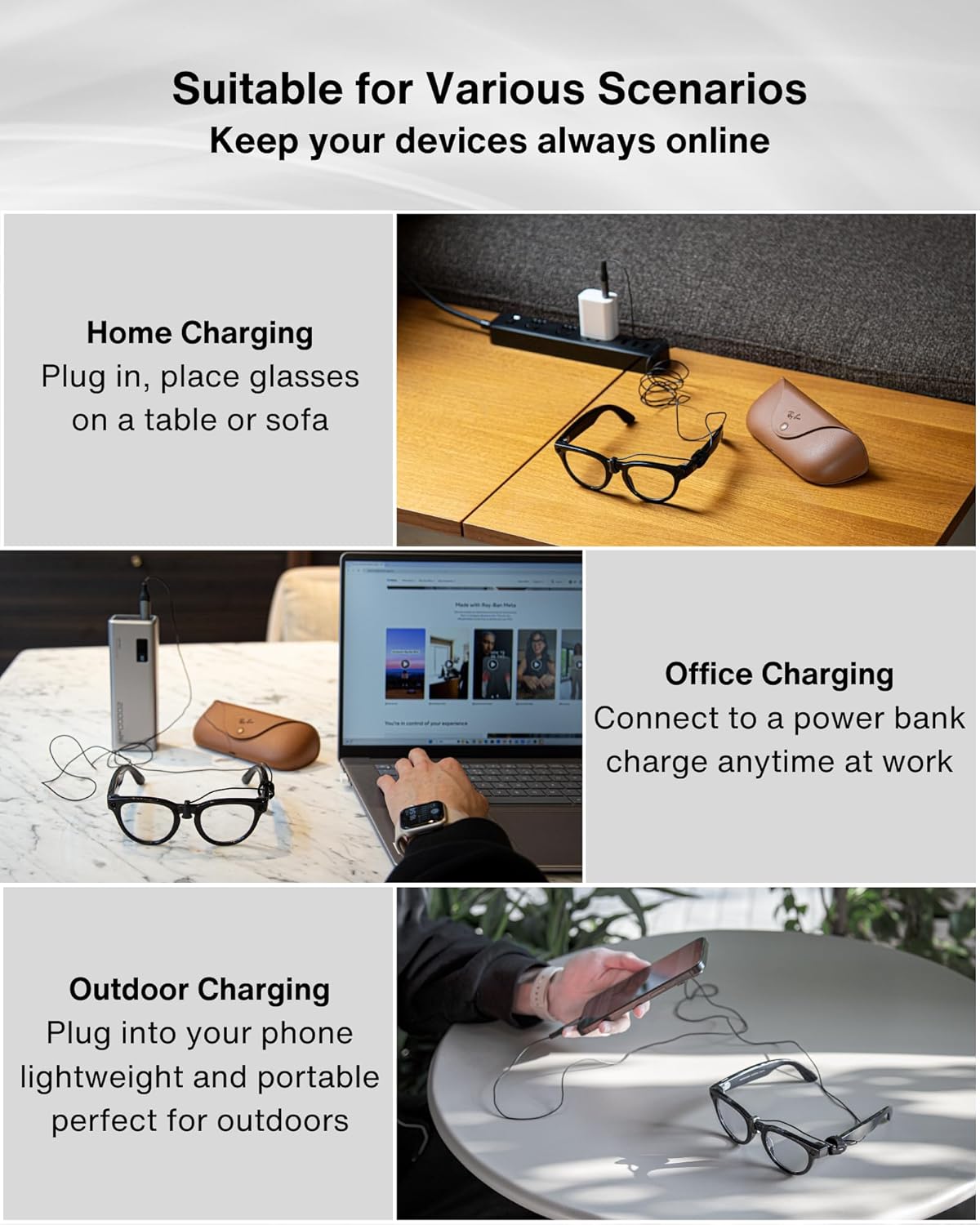 USB-C Charging Cable for RayBan Meta Glasses