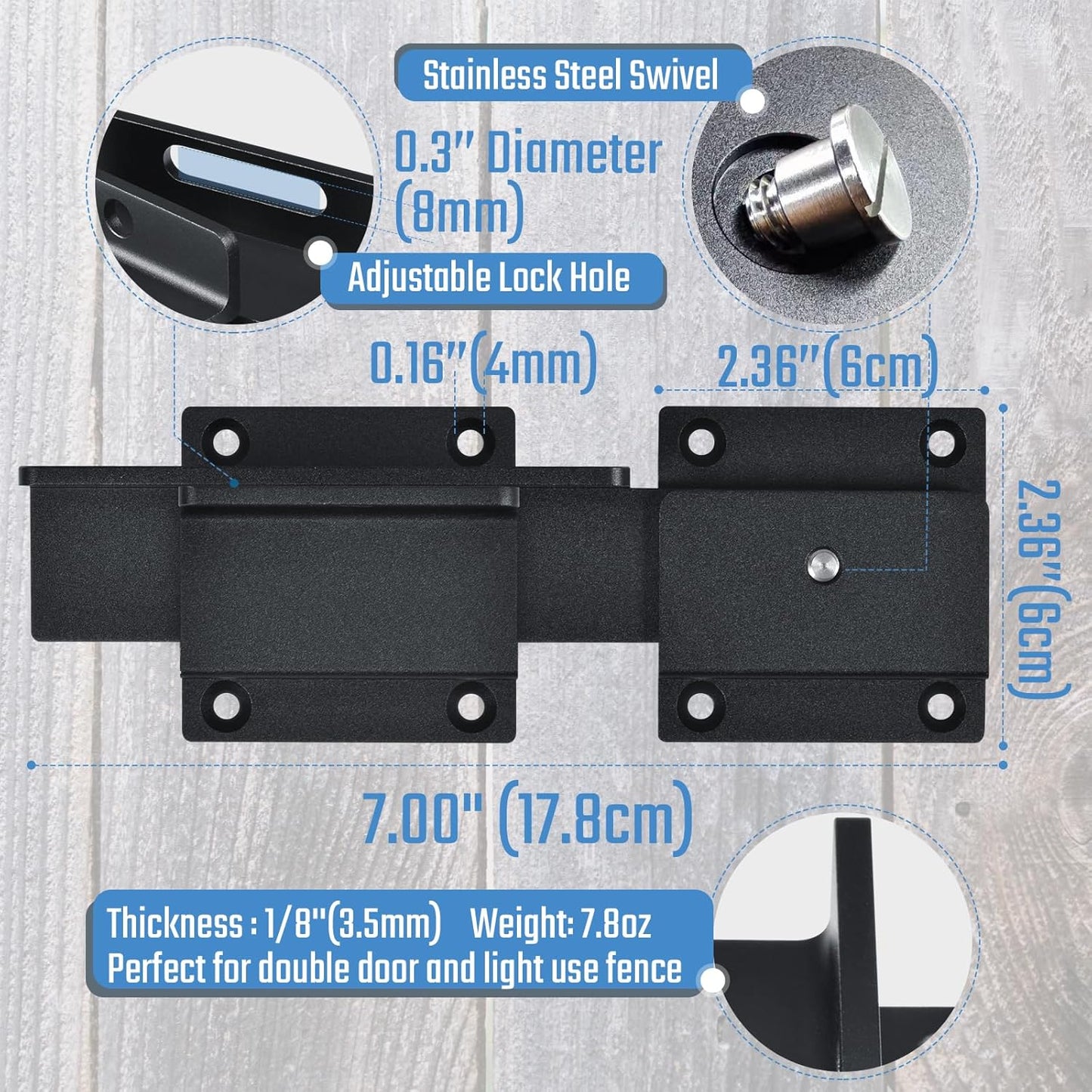 3.5mm Flip Gate Latch Lock with Padlock Hole