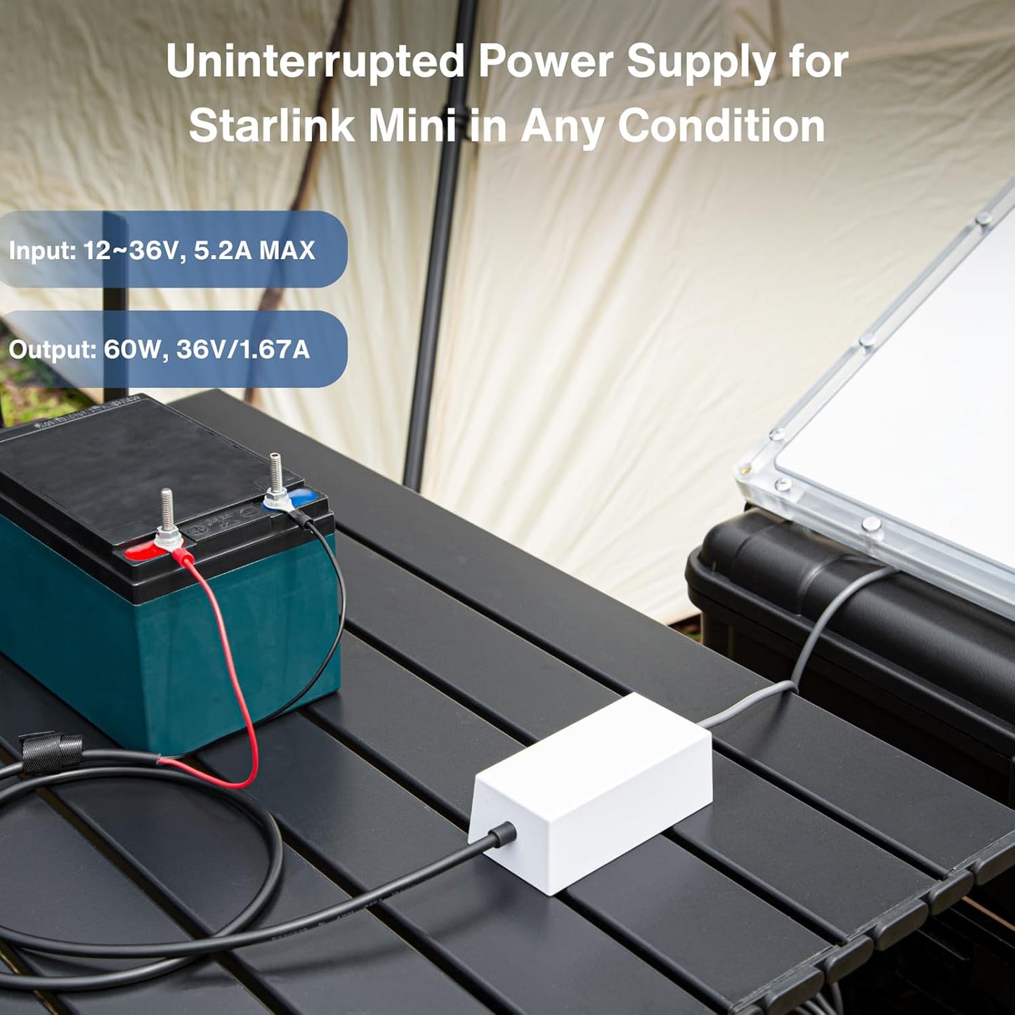 Car Battery Connector to DC Female Adapter for Starlink Mini