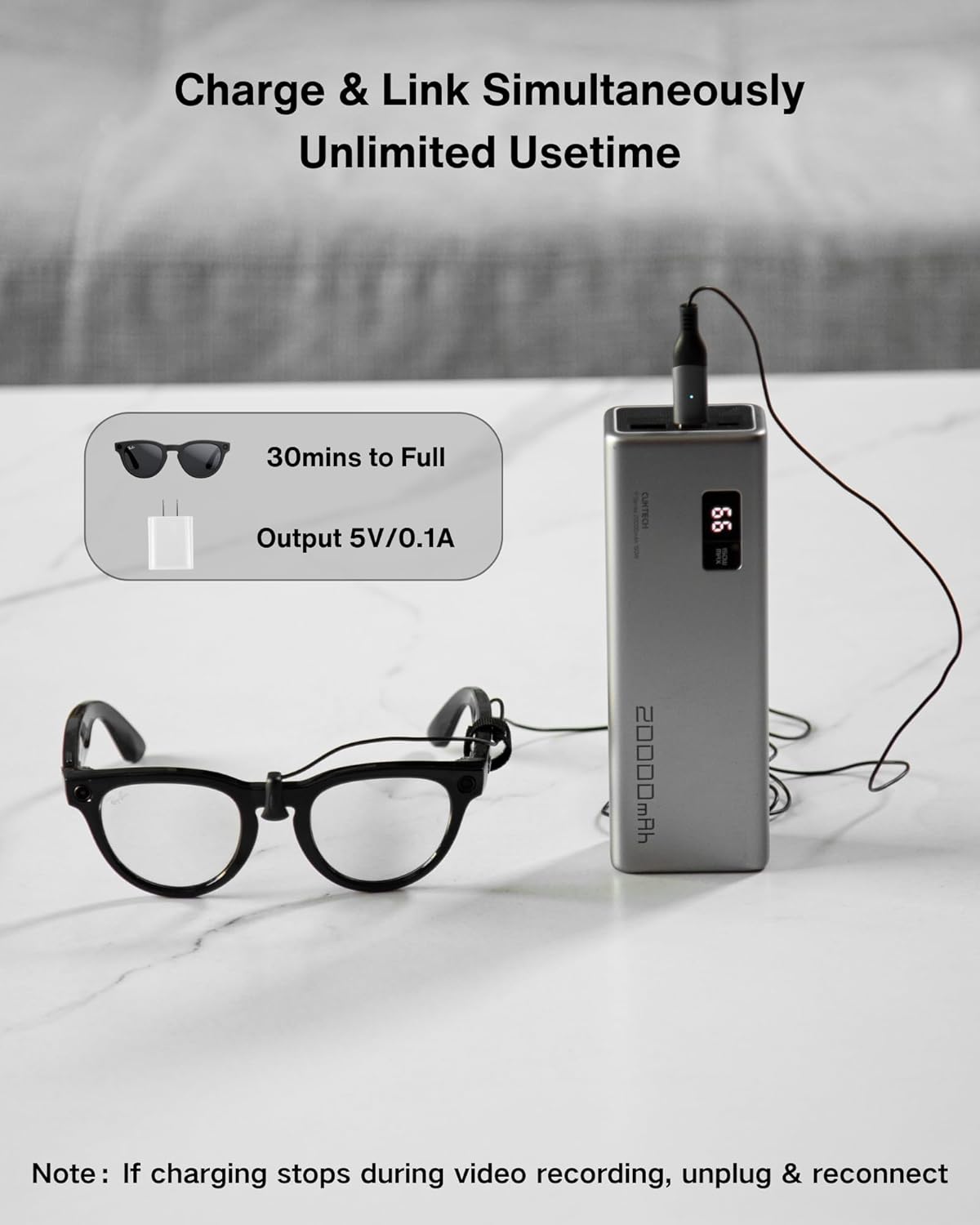 USB-C Charging Cable for RayBan Meta Glasses