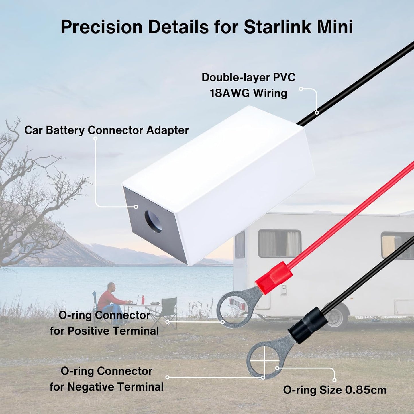 Car Battery Connector to DC Female Adapter for Starlink Mini