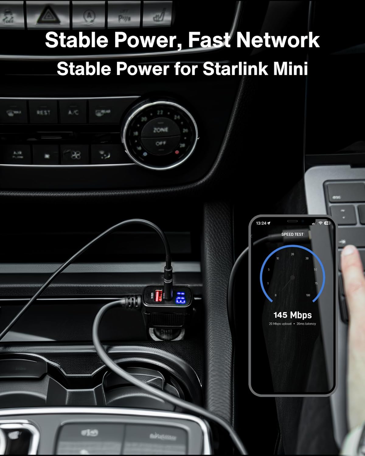 Car Charger Cable for Starlink Mini with Display