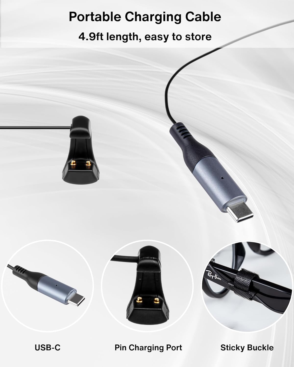 USB-C Charging Cable for RayBan Meta Glasses
