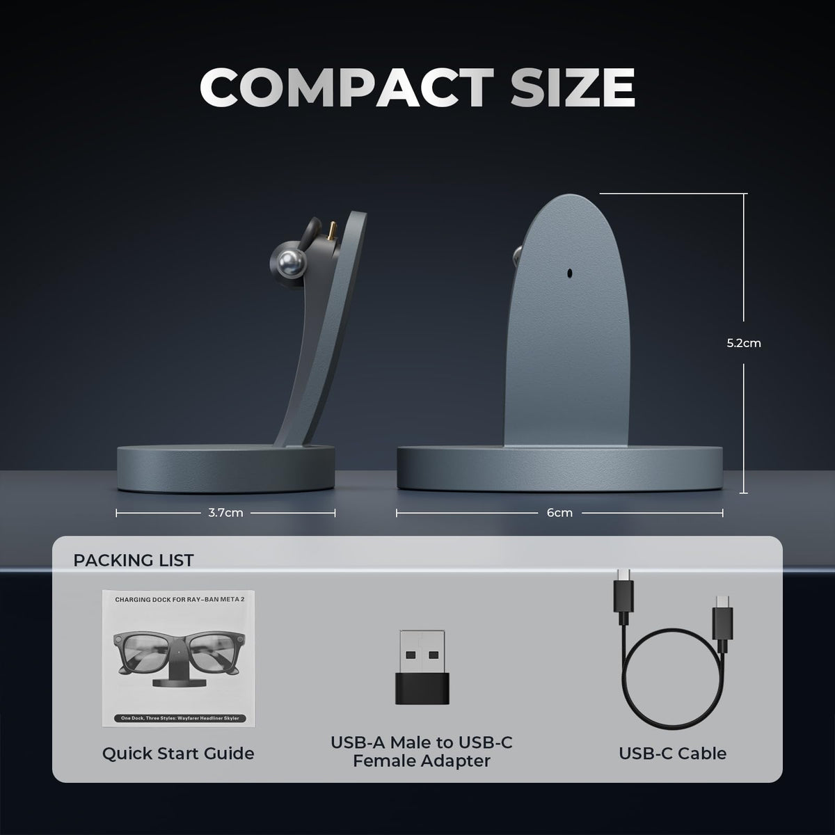 Fast Charging Dock for Ray-Ban Meta Smart Glasses