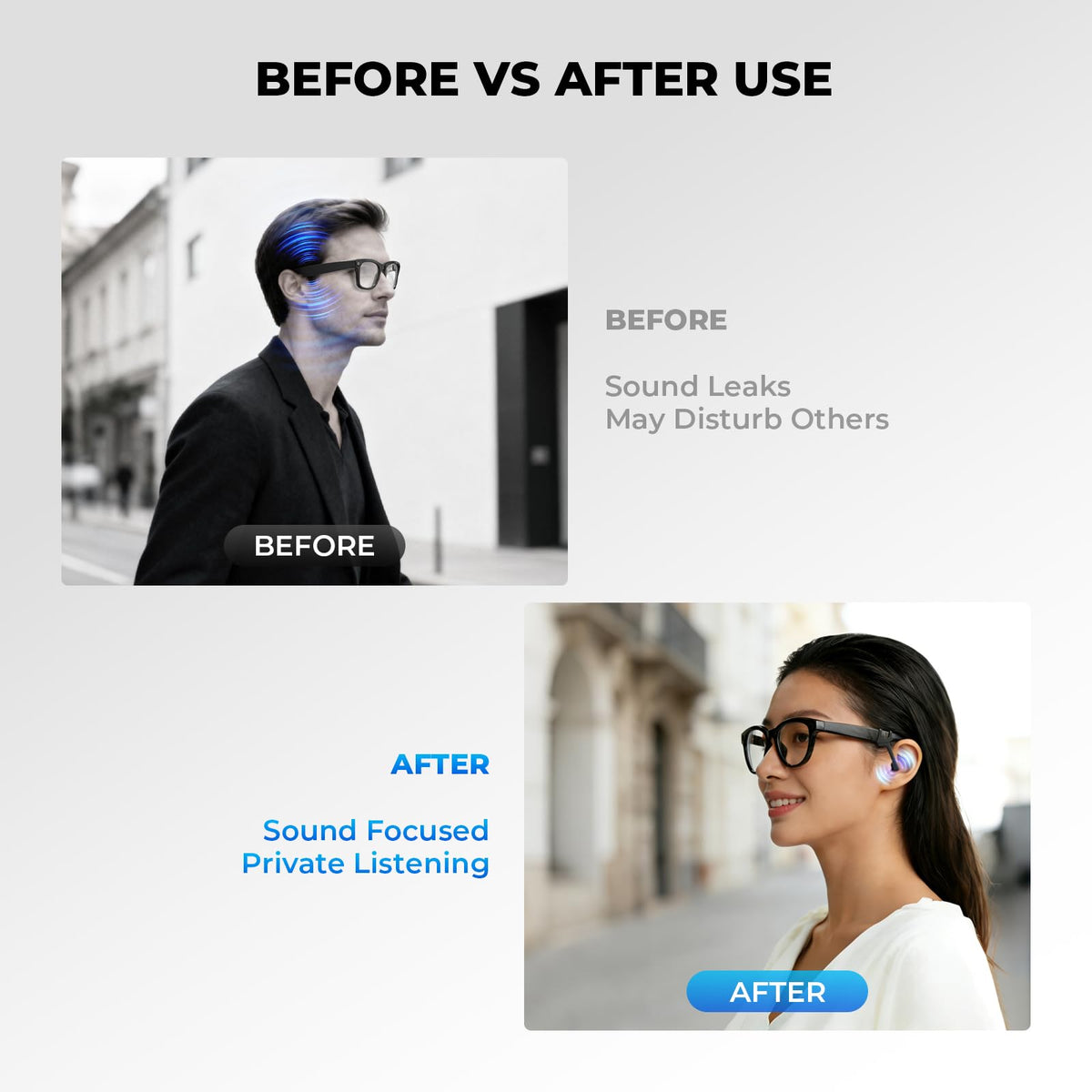 Privacy Ear Tips Audio Booster for Ray-Ban Meta Glasses