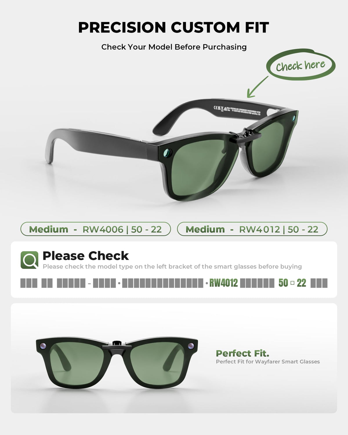 Polarized Clip-On Lenses for Ray-Ban Meta Wayfarer
