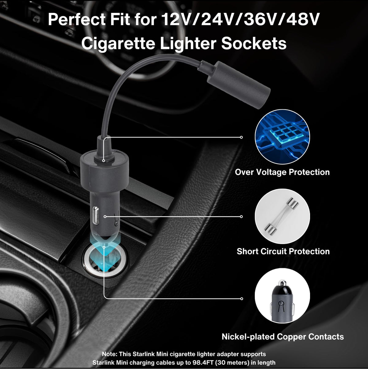 Boosted Car Charger to DC Power Adapter for Starlink Mini