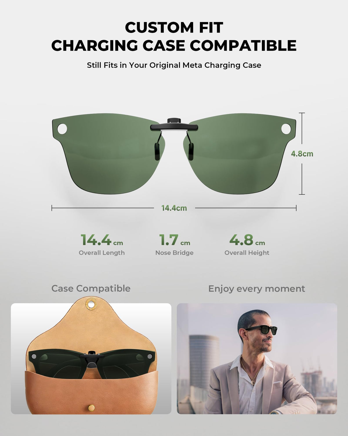 Polarized Clip-On Lenses for Ray-Ban Meta Wayfarer
