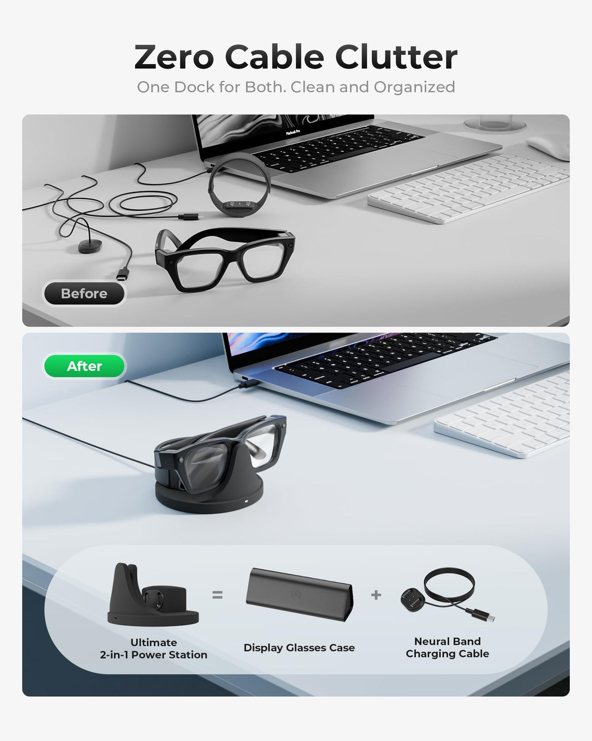 2-in-1 Charger for Ray-Ban Meta Display Glasses & Nerve Band