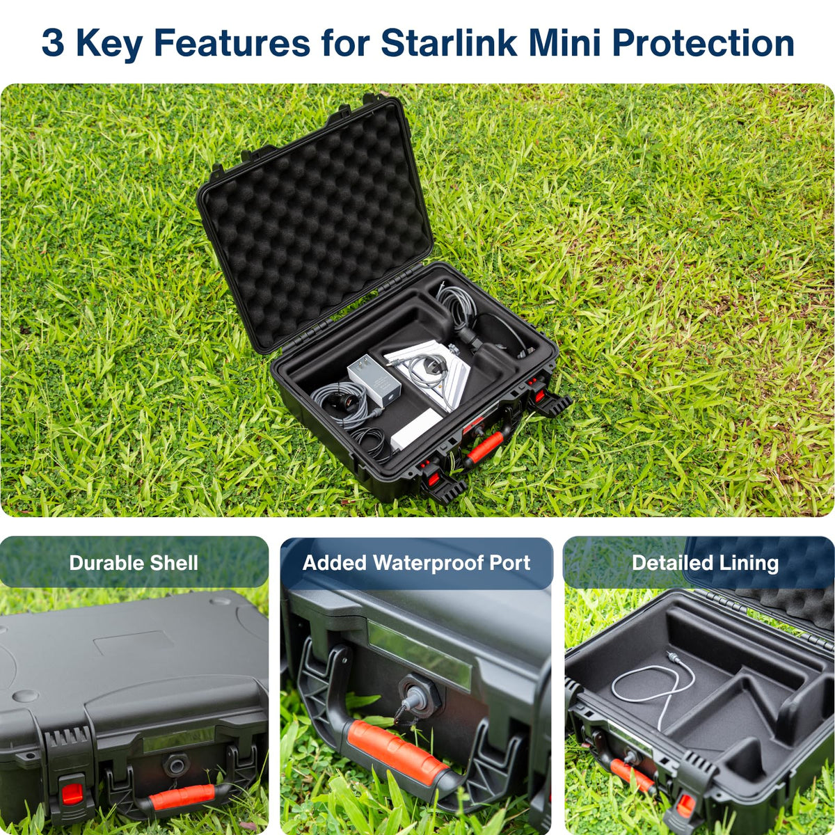 IP67 Waterproof Case with DC Port for Starlink Mini